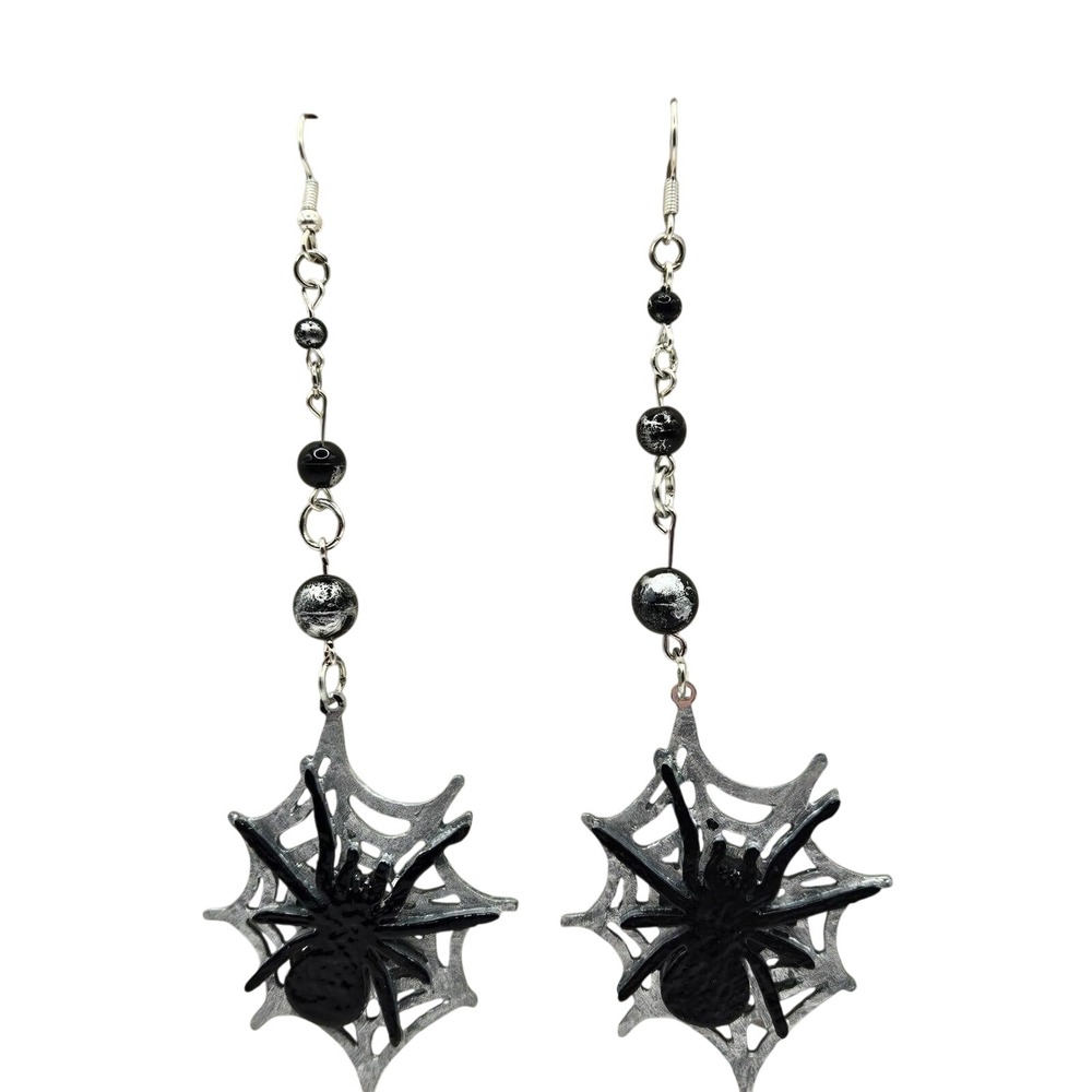 Handmade Spider Web Drop Dangle Earrings Halloween Gothic Punk Jewelry Spooky